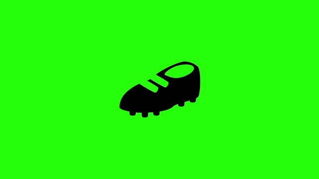 Premium 4K presentation showing a professional soccer cleats boot studs shoe silhouette bouncing into view. Perfect active sports wear product web icon.