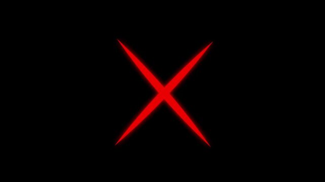 Red Cross Mark Animation, Error X Symbol, Rejection and Cancel Sign Motion Graphic, Brush Stroke Wrong Mark, Denial Concept, Incorrect Cross Icon, Failure Verification Symbol on Black Background