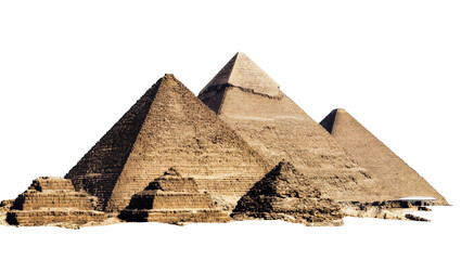Ancient Egyptian pyramids complex with stone blocks, isolated on transparent background © Maria