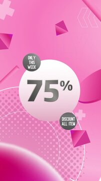 75% Off, Sale Only This Week: Sales Pink Tones Concept For Social Media Story