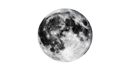 Detailed full moon surface with craters, isolated on transparent background © Maria