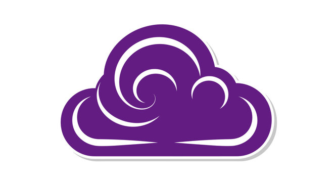 Stylized purple cloud with white swirls on a white background