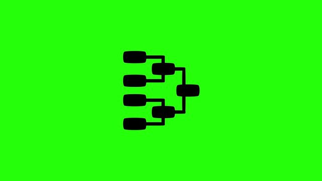 Premium 4K motion graphic of a sports tournament bracket playoff matching structure silhouette bouncing. Ideal asset for championship league video.