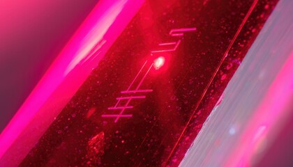Naklejka premium Close-Up of Shimmering Pink Light with Abstract Patterns and Intricate Digital Texture