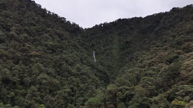 Aerial View of Cloud Forest and Mountain Road in Mindo Ecuador