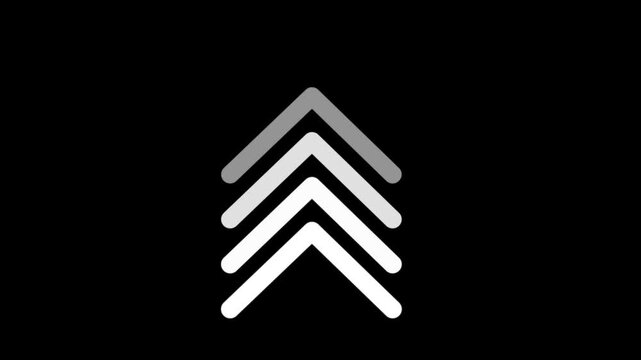 Five white upward pointing arrows stacked vertically on a black background, representing progress, growth, or direction