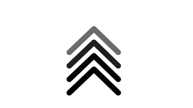 Five black upward pointing arrows stacked vertically on a white background, representing progress, growth, or direction