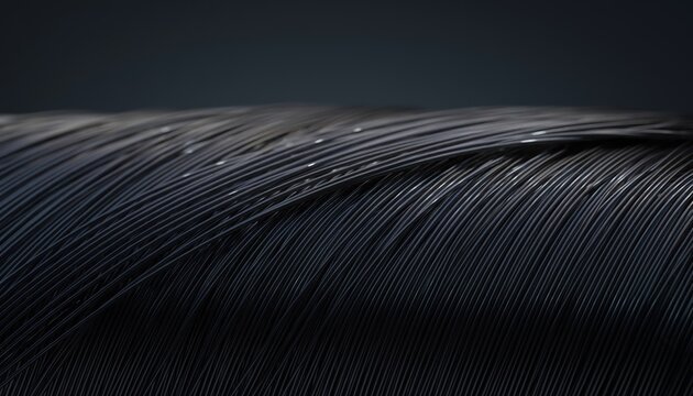 Close-Up Shot of Glossy Metallic Strands with a Dark Background for Artistic and Abstract Use