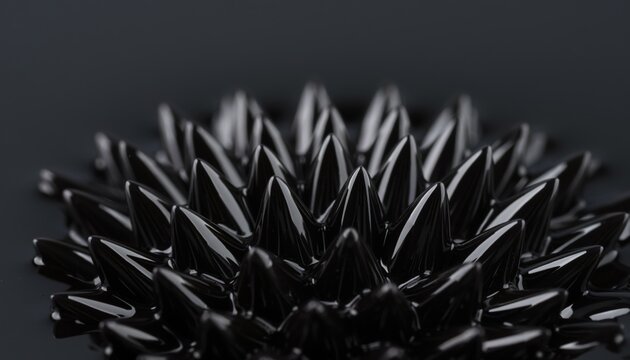 Abstract Black Liquid with Sharp Spikes Creating Unique Visual Texture and Design Elements