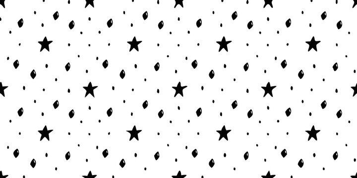 Star and dot pattern on a white background hand drawn style