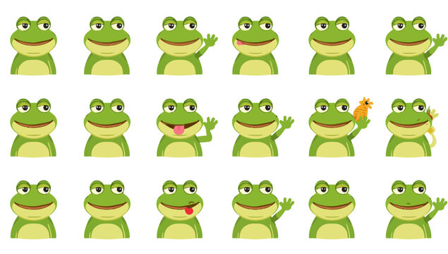 Collection of cartoon frog characters.