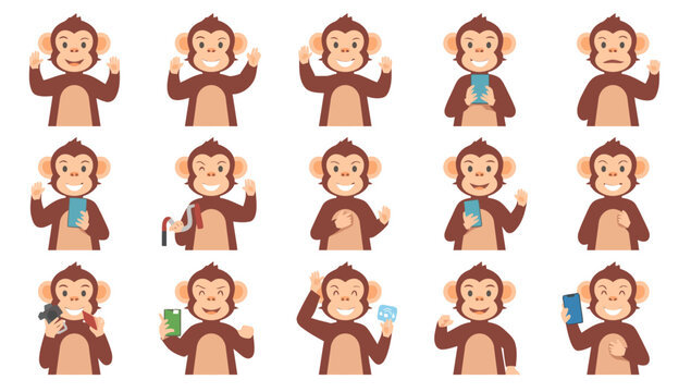 Monkey with various hand gestures.