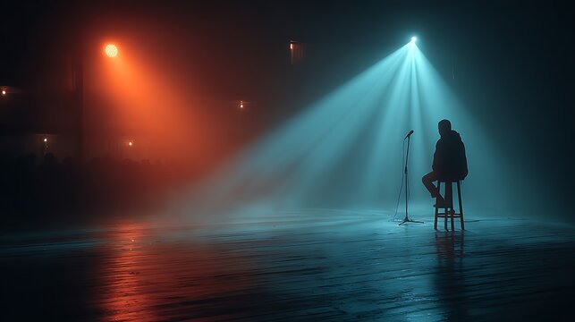 Stand up comedy stage with spotlight on stool wallpapers