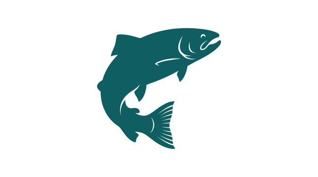Jumping Salmon Fish Vector Illustration