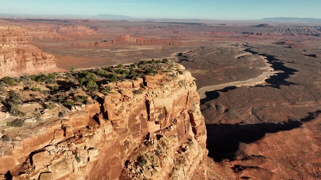 Aerial shot of the incredible cliffs and rock formations along the edge of Cedar Mesa in Southern Utah near the Arizona border.