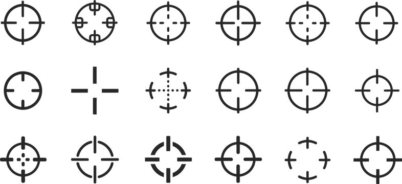 Various target on white background, crosshair aiming bullseye