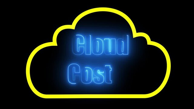 Cloud cost management and optimization. Cost monitoring and usage tracking. Business analyzing cloud costs on Neon  black bakground 4k vieo anomation.
