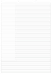 Obraz premium Graphite Cornell Notes Template Vector: Scripted Content Blank A4 Educational Grid Stationery, Name Topic Date Header Sheet For Students and KDP Journal Interior