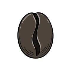 Fototapeta premium Single Dark Roasted Coffee Bean with a Distinctive Central Crease Detailed Illustration