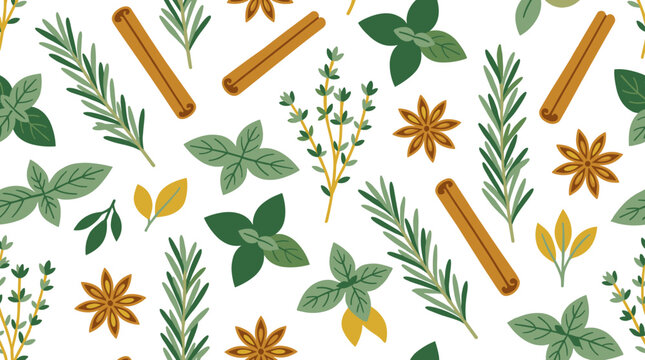 Vibrant illustration of culinary herbs and spices a perfect pattern for culinary themes and decor