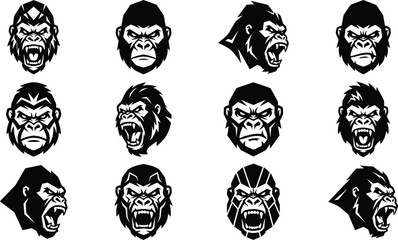 Fototapeta premium Gorilla Head Mascot Logo Collection Vector
