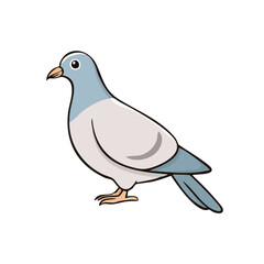 Fototapeta premium Cartoon pigeon bird standing with light blue and grey feathers and orange feet