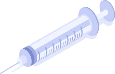 Isometric syringe representing medicine, vaccination, and treatment concept © Tartila