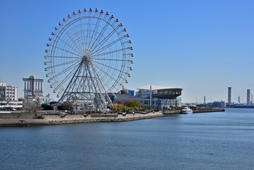 Obraz premium View of Nagoya Port with the ferris wheel and aquarium, Japan. （名古屋港）3