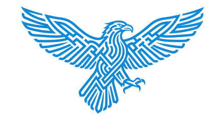 Fototapeta premium Blue eagle maze vector logo.