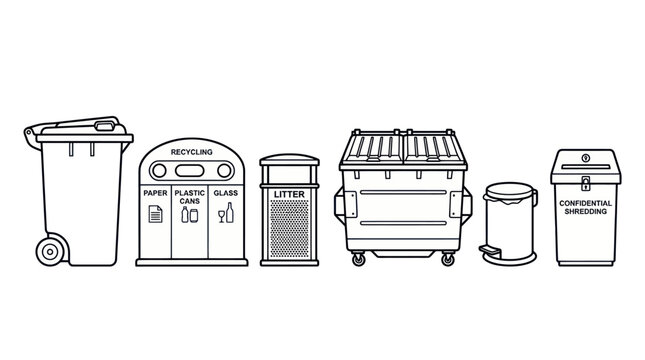 Waste and Recycling Bin Icon Set