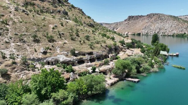 Halfeti Savasan Village Old Caves, May, 11, 2023, Sanliurfa, Halfeti, Turkiye