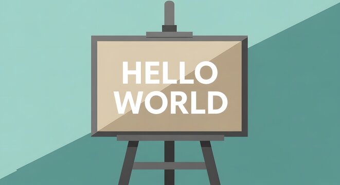 Hello world message on easel board