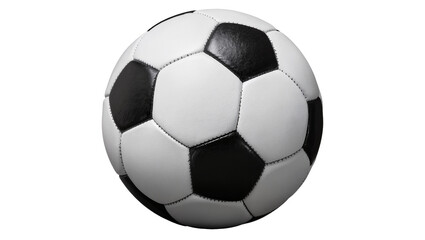 Fototapeta premium Classic black and white soccer ball, isolated on transparent background