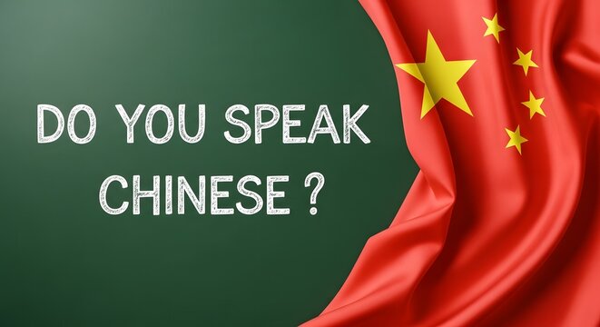 Learn chinese language concept with flag of china background