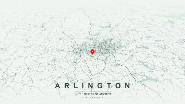 Modern minimalist vector map of Arlington, Texas, USA. High-quality scalable illustration of Arlington city grid, Interstate 30 and I-20 highway networks for posters design. 