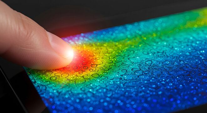 Finger touching digital interface with heat map