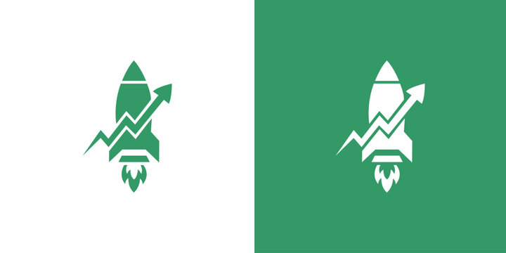 Abstract rocket logo design template. Start arrow. Outline construction vector sign.