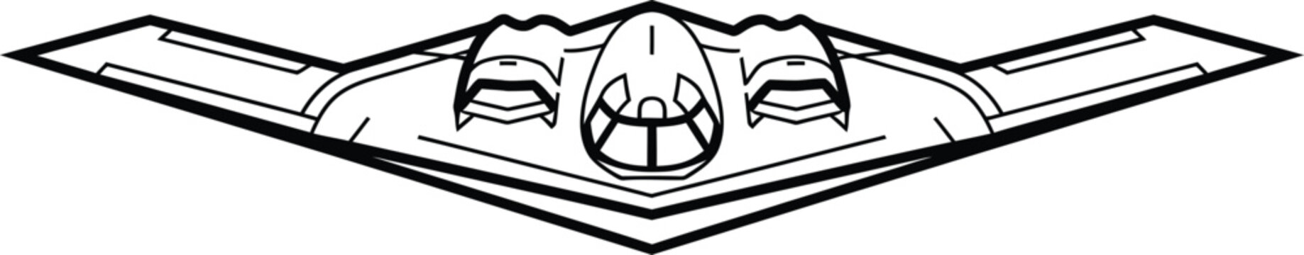 Black and white line of a bat-like creature's face, in a diamond shape bat face line black and white