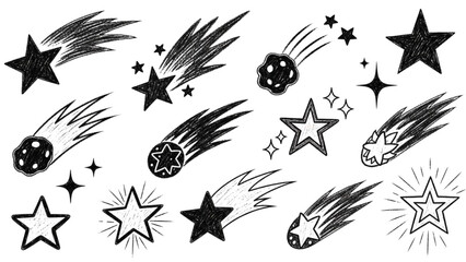 Meteor shower streaks across night sky with stars and comets © Stock Image Paradise