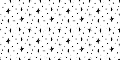 Fototapeta premium Star and dot pattern on a white background seamless vector illustration