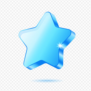 Stars Rating Favorite, 3D Blue Glossy Achievement Icon