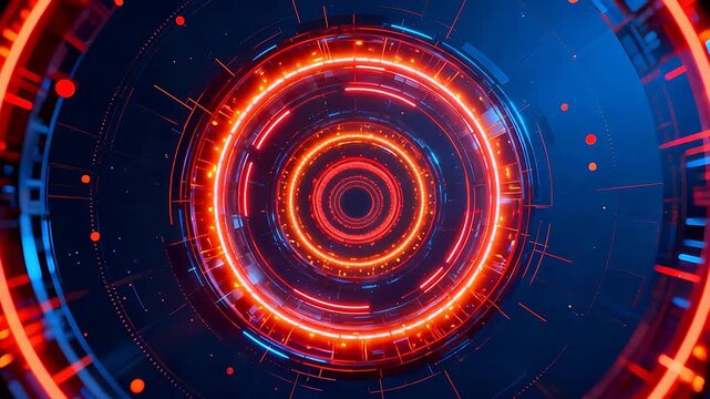 Futuristic glowing circular tunnel