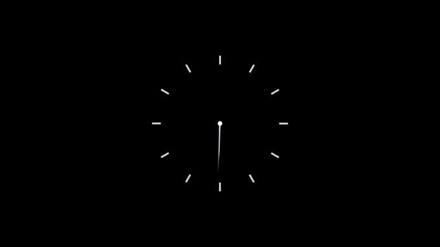 Simple clock icon animation. Clock icon showing time movement and real time indicator action. Clock animation represents timer process, time tracking, watch function, and alarm control.