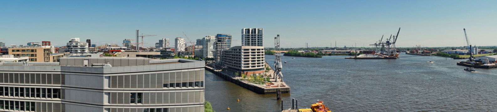 Hamburg Hafencity im Sommer mit Elbe - Panorama