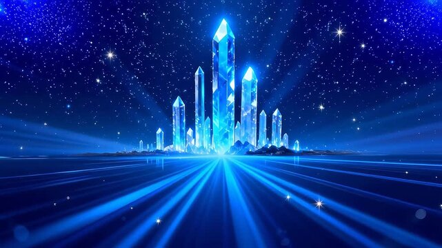Futuristic crystal cityscape in space