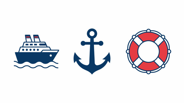 Nautical icons including a ship anchor and lifebuoy