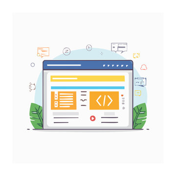 Web development and coding flat design illustration