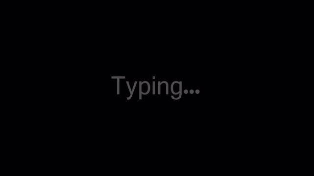 Typing text blinking animation for chat interface on transparent background in 4K with alpha channel, modern chat UI element for messaging and digital communication design