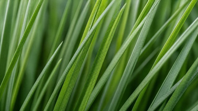 Close-up of slender ryegrass blades creating a dense pattern of green lines.