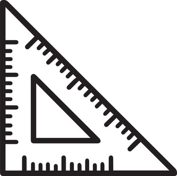 Black outlined icon of geometric tools